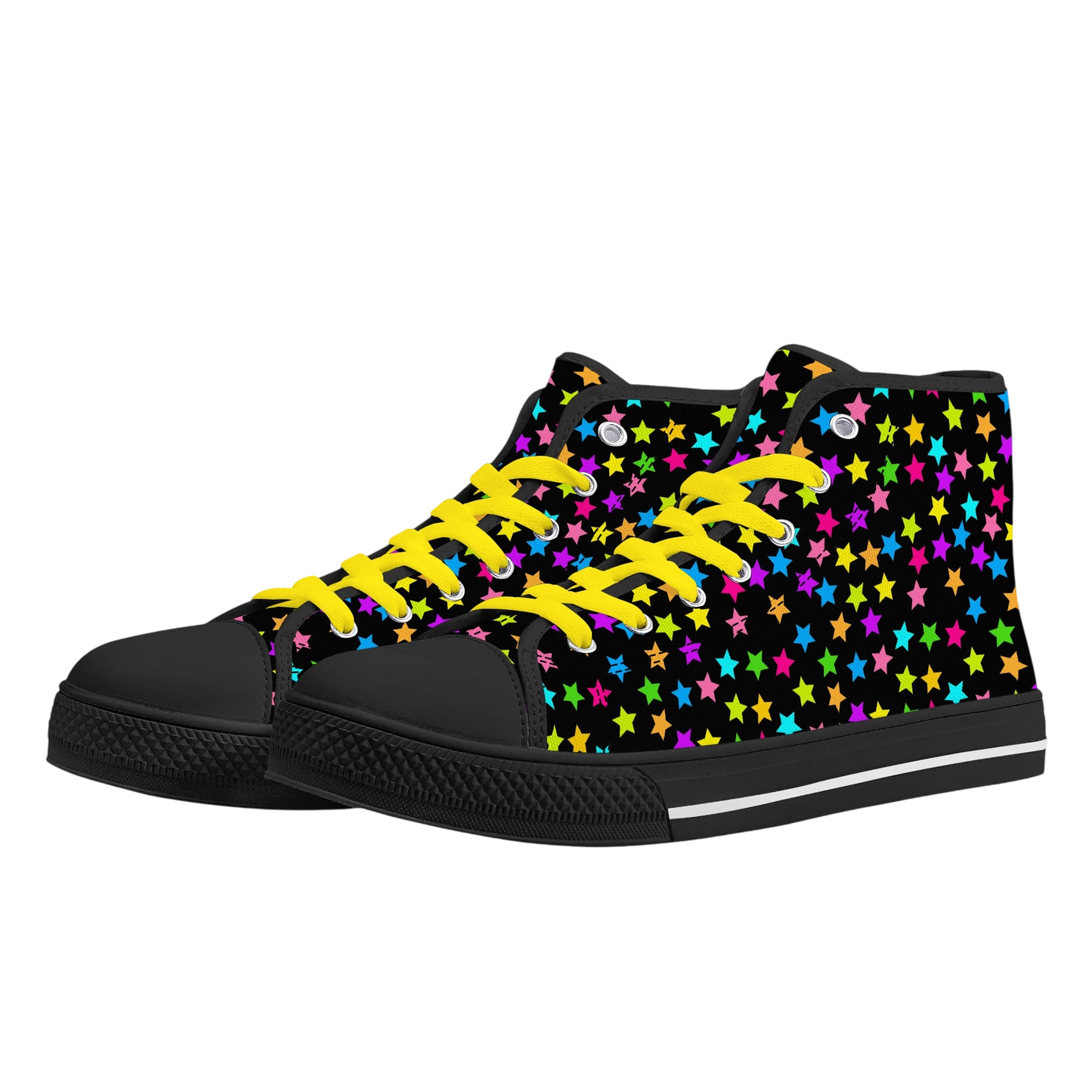 Starfall Chaos Canvas Unisex High Tops- Shadow Threadz- {{Product type}}