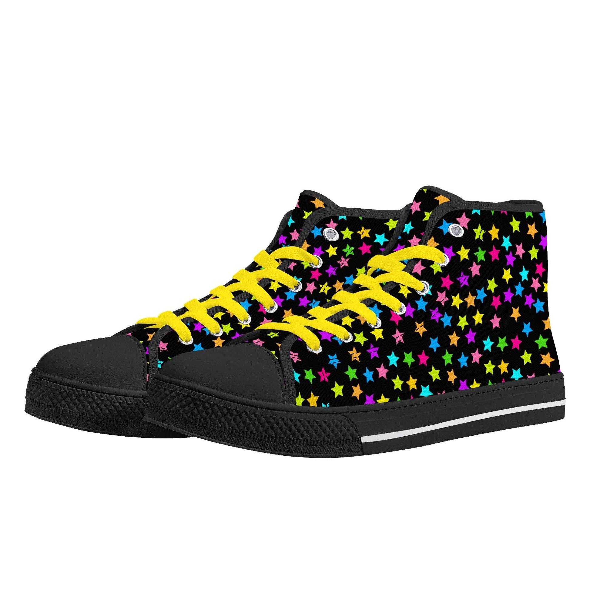 Starfall Chaos Canvas Unisex High Tops- Shadow Threadz- {{Product type}}