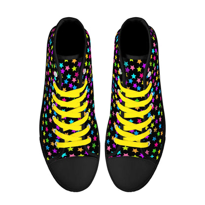 Starfall Chaos Canvas Unisex High Tops- Shadow Threadz- {{Product type}}