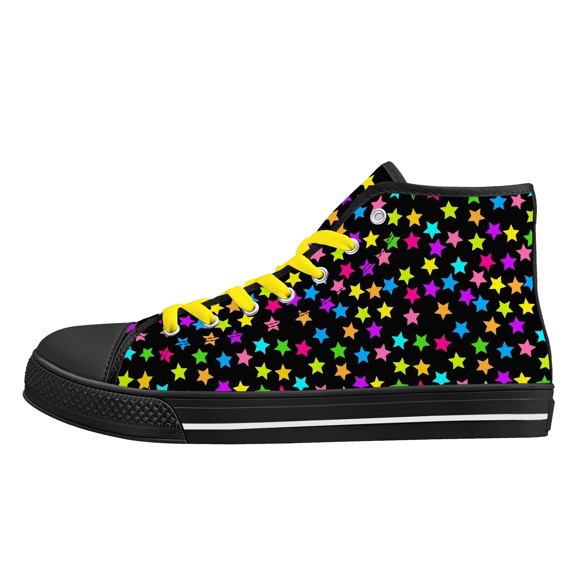 Starfall Chaos Canvas Unisex High Tops- Shadow Threadz- {{Product type}}