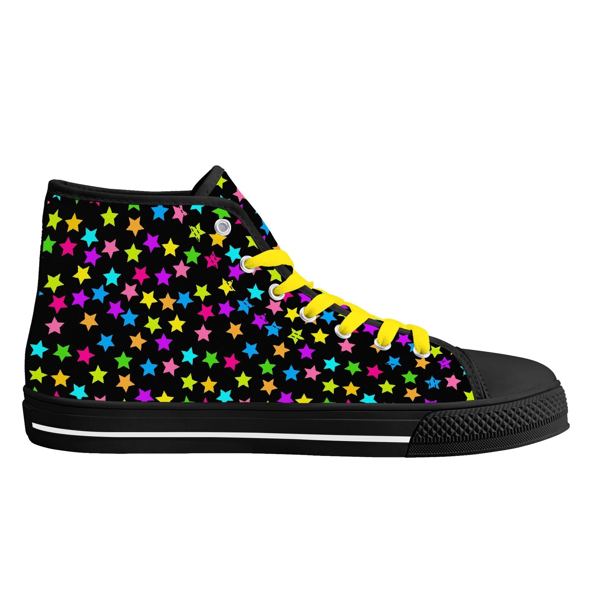 Starfall Chaos Canvas Unisex High Tops- Shadow Threadz- {{Product type}}