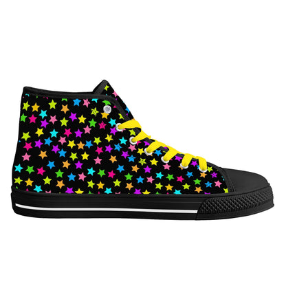 Starfall Chaos Canvas Unisex High Tops- Shadow Threadz- {{Product type}}
