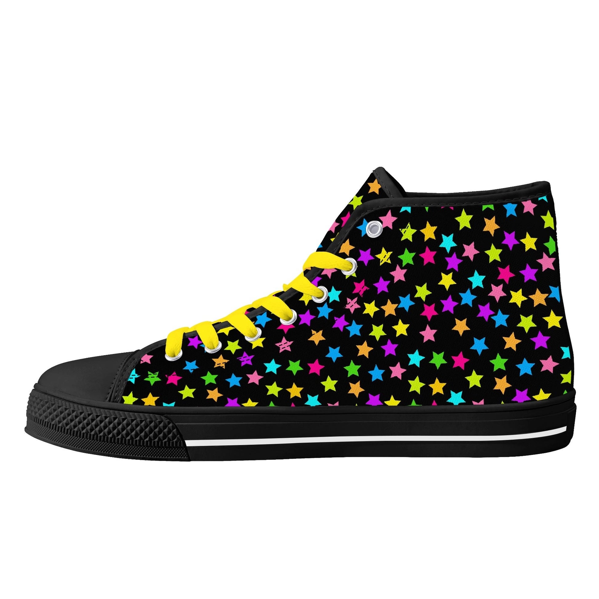 Starfall Chaos Canvas Unisex High Tops- Shadow Threadz- {{Product type}}