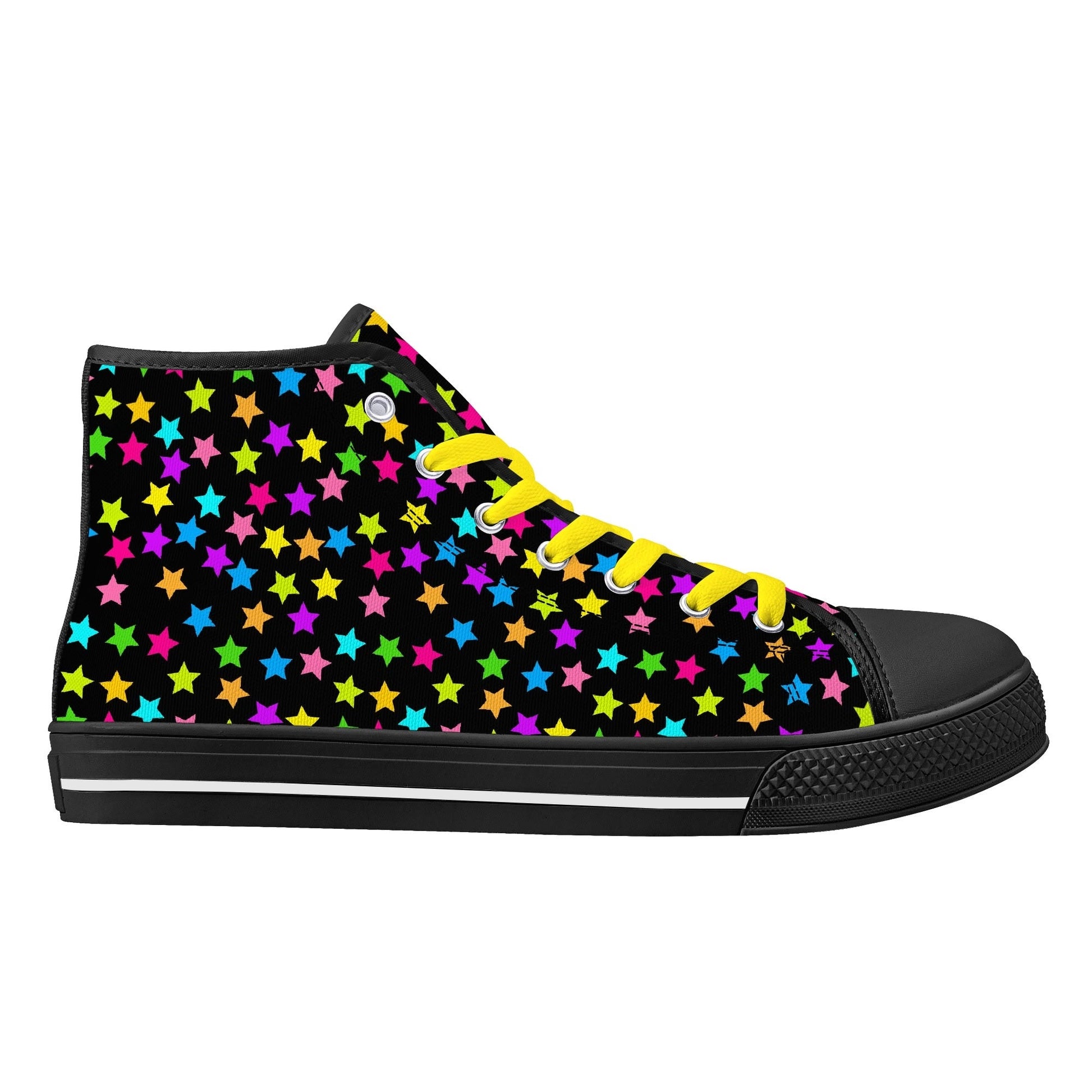 Starfall Chaos Canvas Unisex High Tops- Shadow Threadz- {{Product type}}