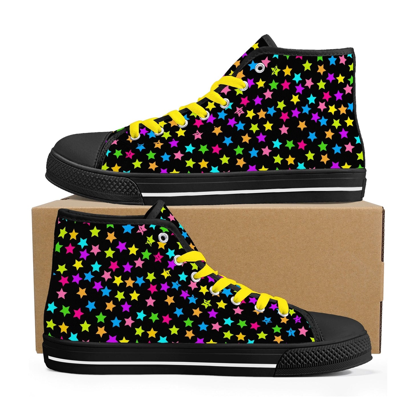 Starfall Chaos Canvas Unisex High Tops- Shadow Threadz- {{Product type}}