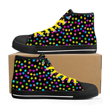 Starfall Chaos Canvas Unisex High Tops- Shadow Threadz- {{Product type}}