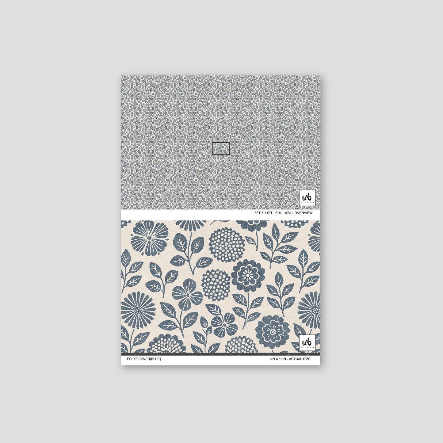 Folkflower (Blue) Wallpaper - Sample - Wallpaper