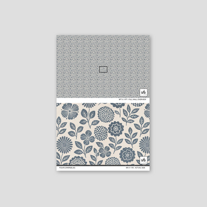 Folkflower (Blue) Wallpaper - Sample - Wallpaper