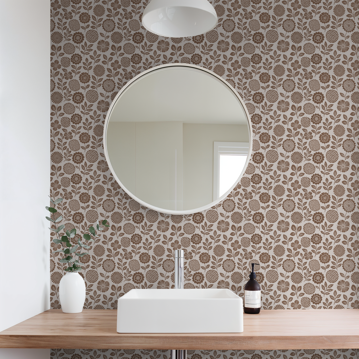 Folkflower (Brown) Wallpaper - - Wallpaper