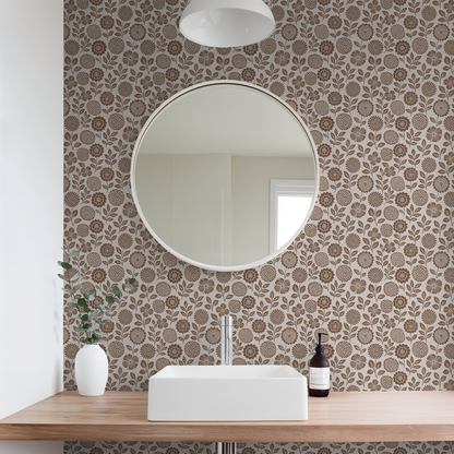 Folkflower (Brown) Wallpaper - - Wallpaper