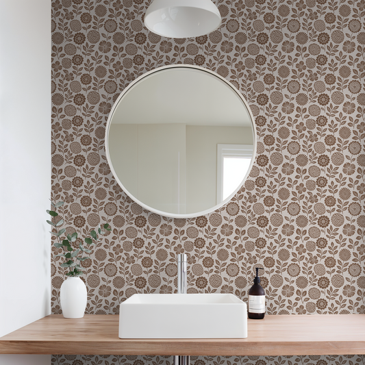 Folkflower Brown Wallpaper - - Wallpaper