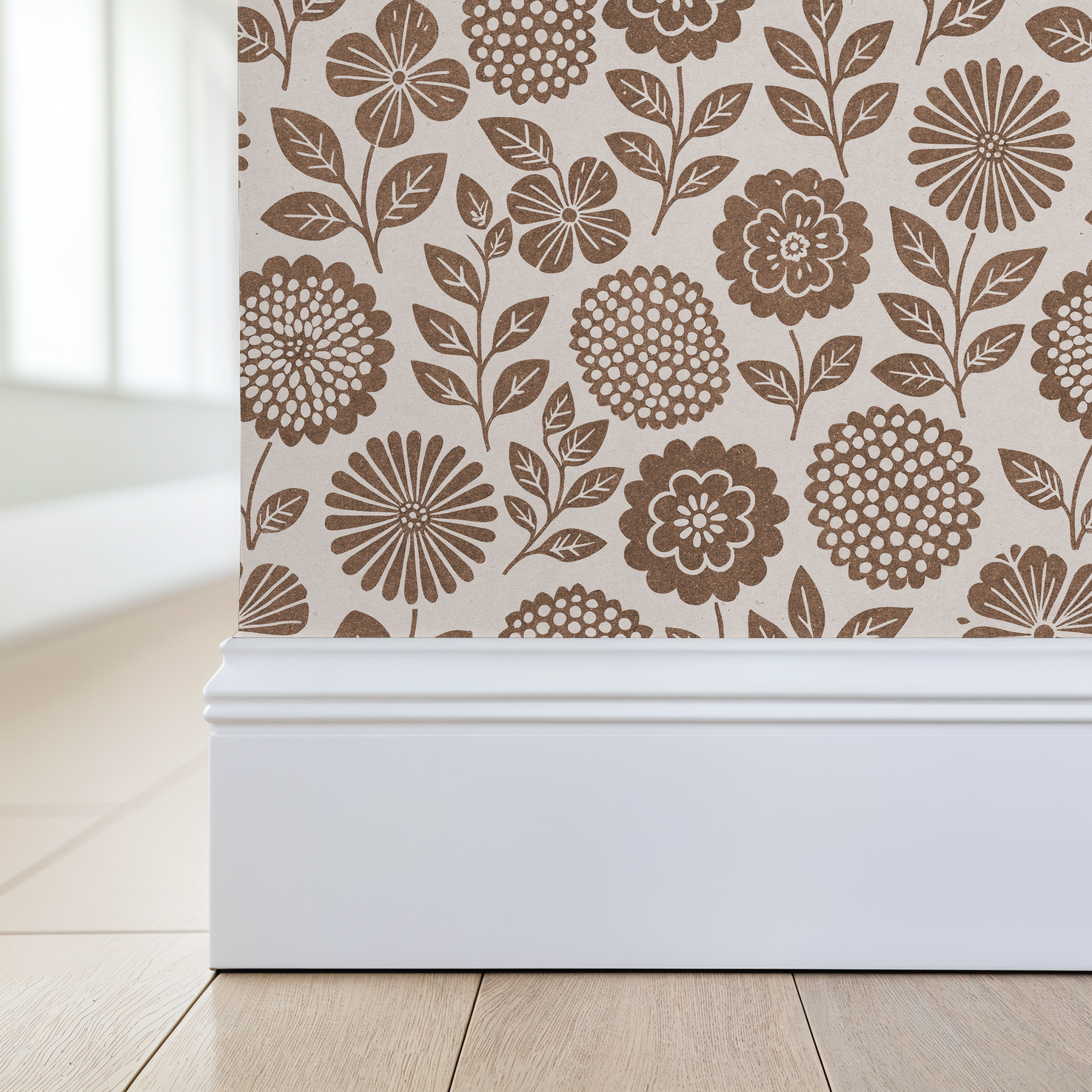 Folkflower (Brown) Wallpaper - - Wallpaper
