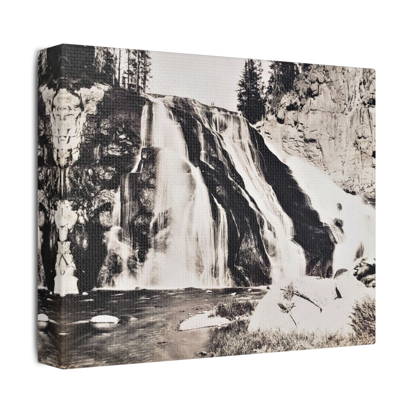 Gibbon Falls Yellowstone Satin Canvas Stretched