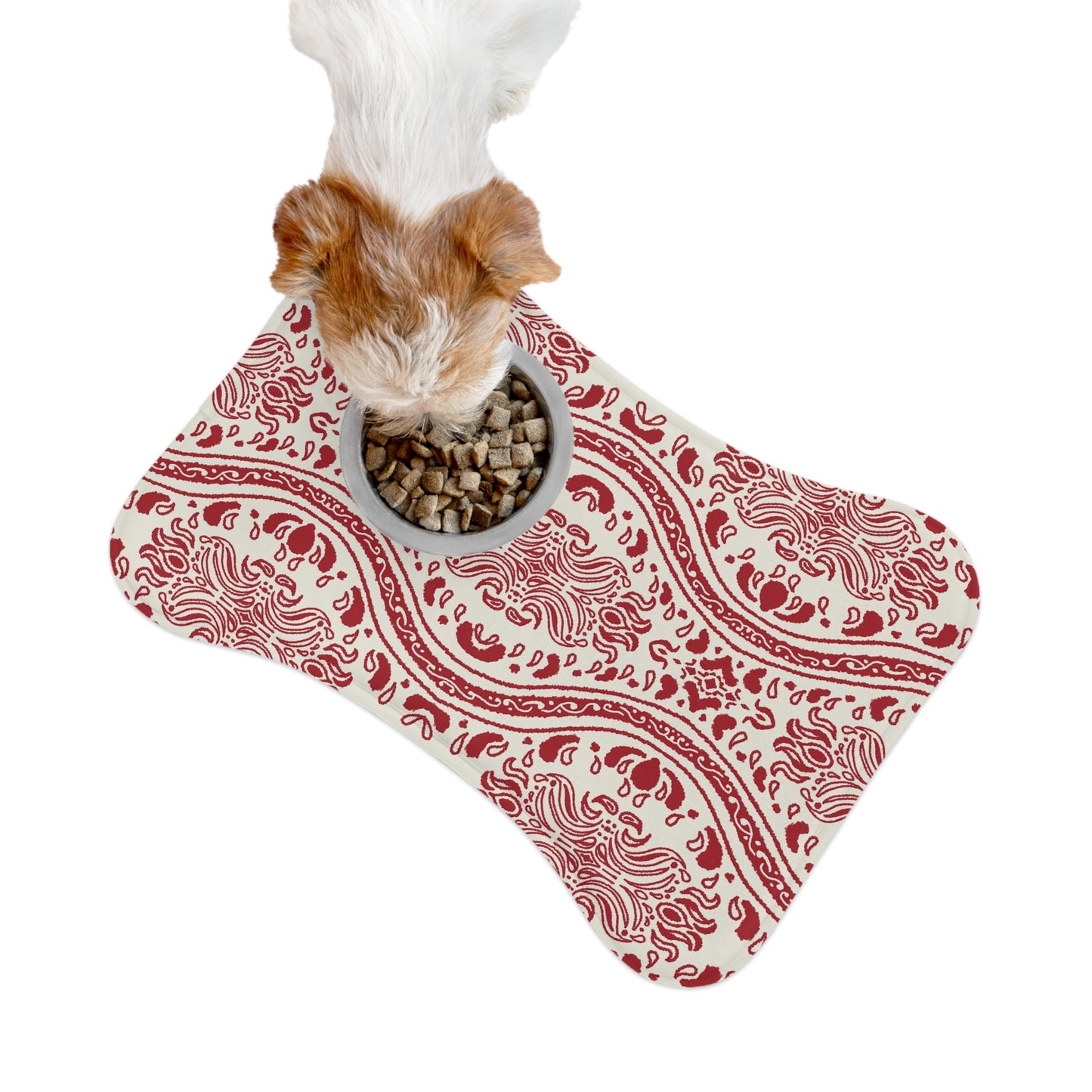 Red and Cream Pet Feeding Mats