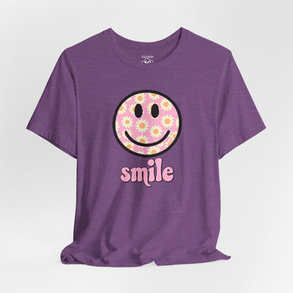 Smile Floral Womens T-Shirt - Positive Vibes Tee- Cloud 16 Clothing Co.- {{Product type}}