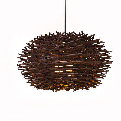 Southeast Asian Rattan Pendant Light - 35cm Coffee without light source - light