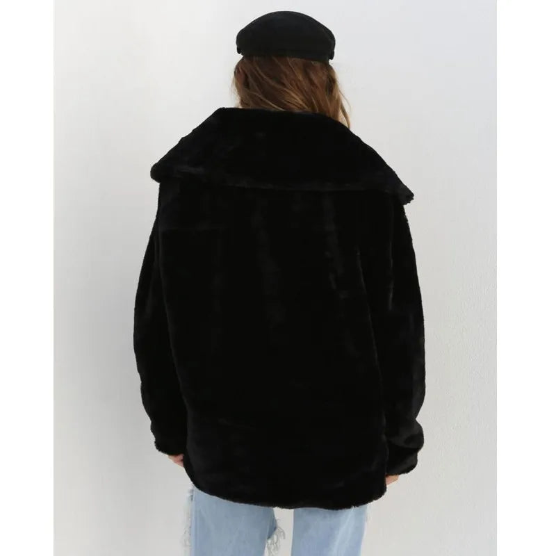 Autumn Winter Warm Fleece Coats Loose Soft and Comfortable Outerwear