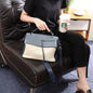Genuine leather bag for female bag shoulder bag large capacity with contrast color pattern tote - Blue -