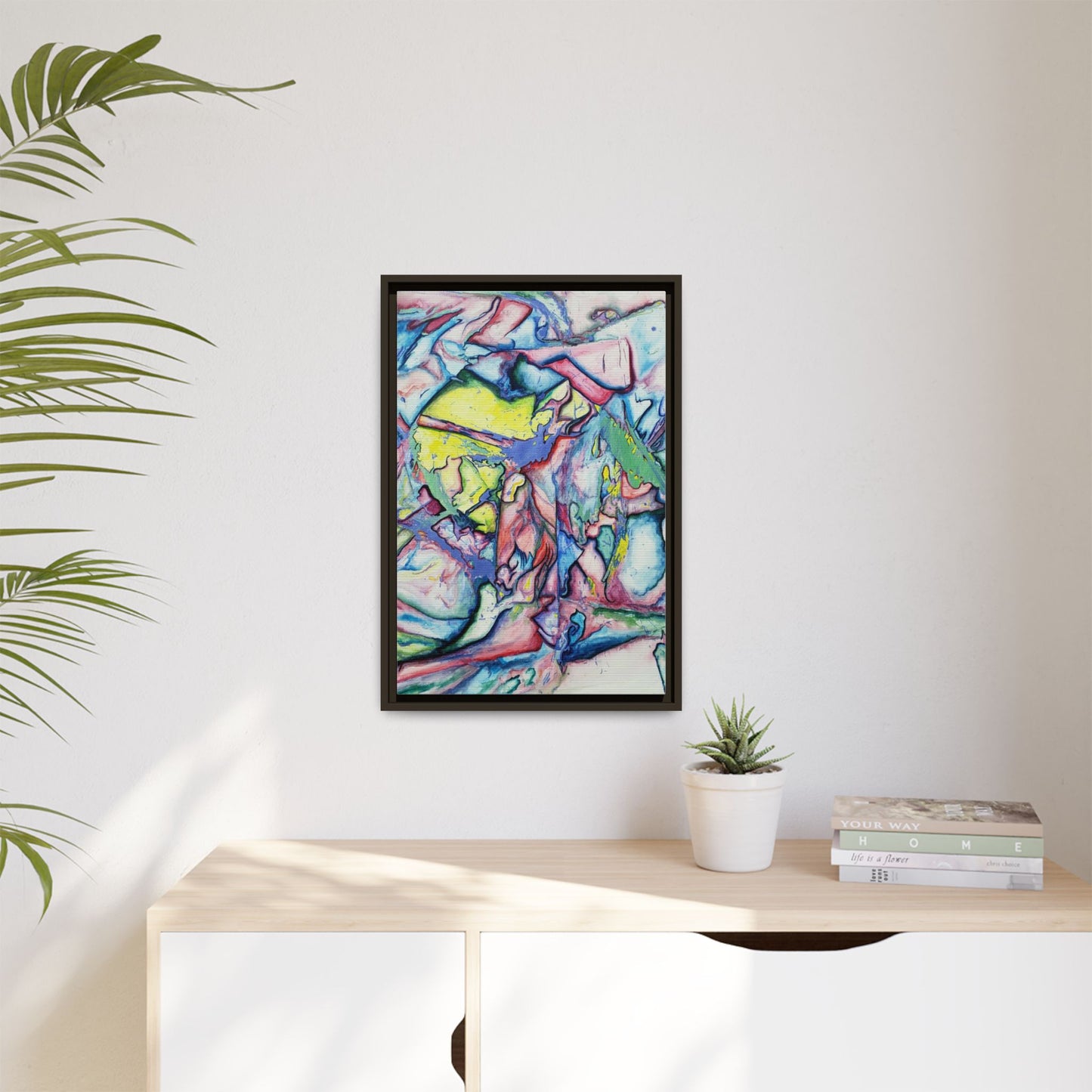 Alien Abstract Colorful Framed Canvas Art - Kia Day Design