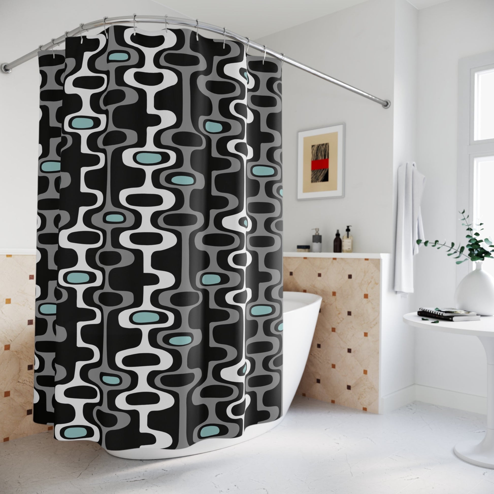 Modern Geometric Shower Curtain - Kia Day Design