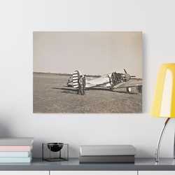 Army Pursuit Plane Ames Airport 1939 Satin Canvas Stretched 24″ x 18″ (Horizontal) 1.5"