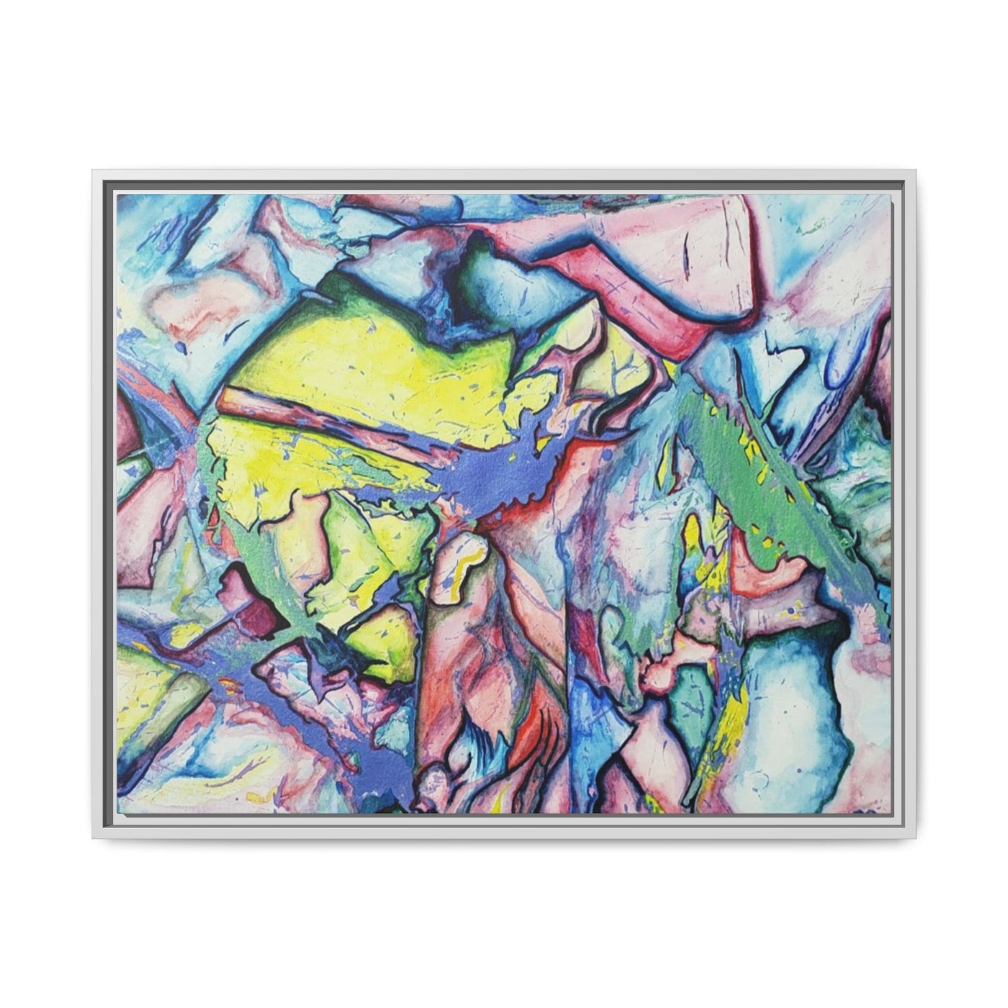 Alien Abstract Colorful Framed Canvas Art - Kia Day Design