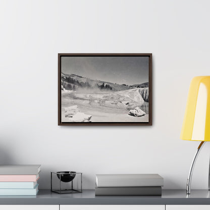 Mammoth Hot Springs Gallery Canvas Wraps Horizontal Frame 16″ x 12″ Walnut Premium Gallery Wraps (1.25″)