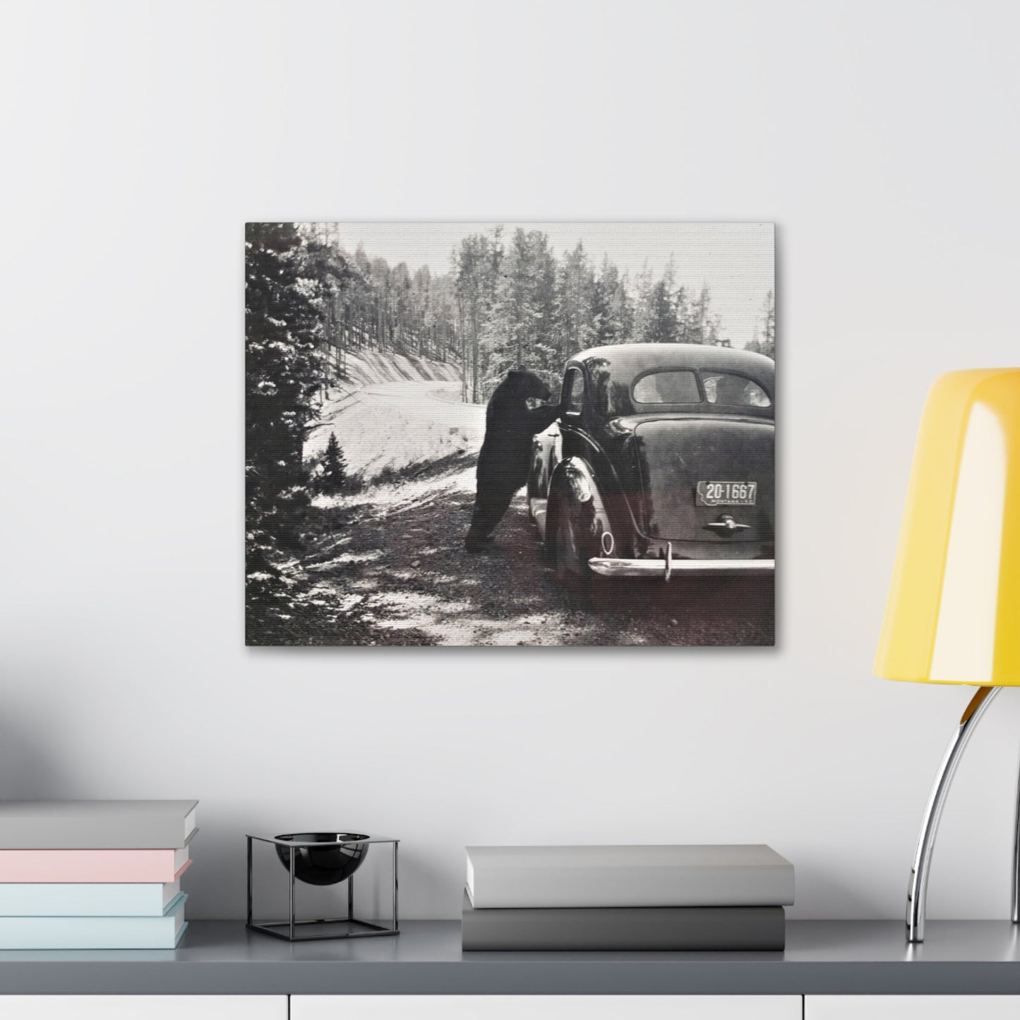 Yellowstone Bear Car Canvas Gallery Wraps 20″ x 16″ 1.25"
