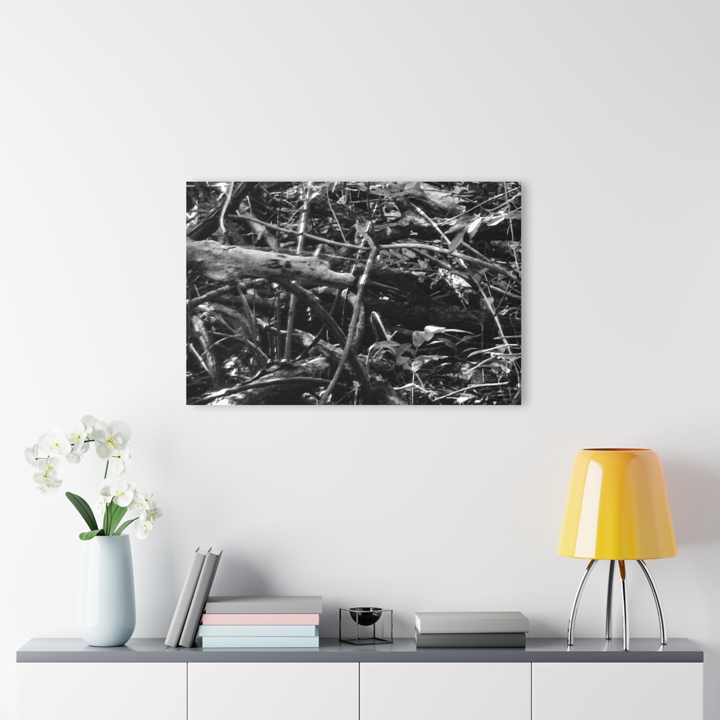 Black & White Deep Timber Path Acrylic Print French Cleat Hanging - - Home Decor