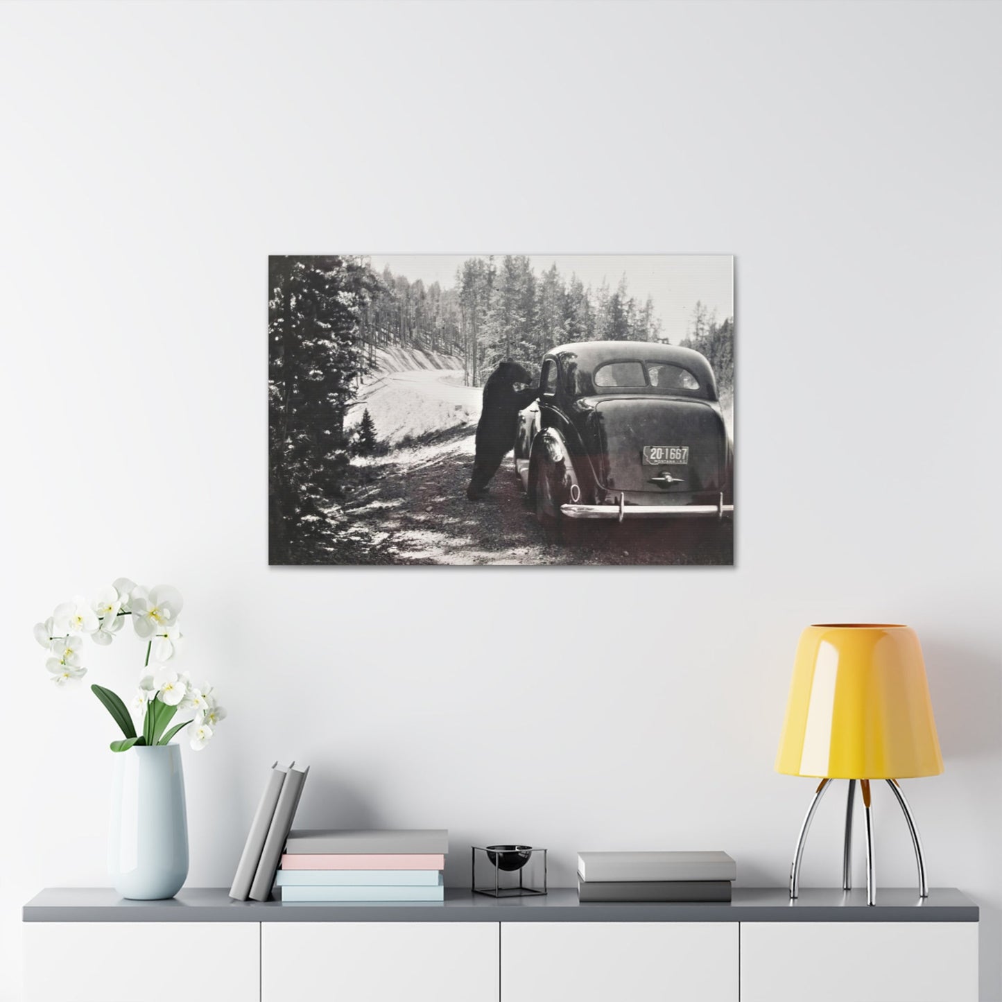 Yellowstone Bear Car Canvas Gallery Wraps 36" x 24" 1.25"
