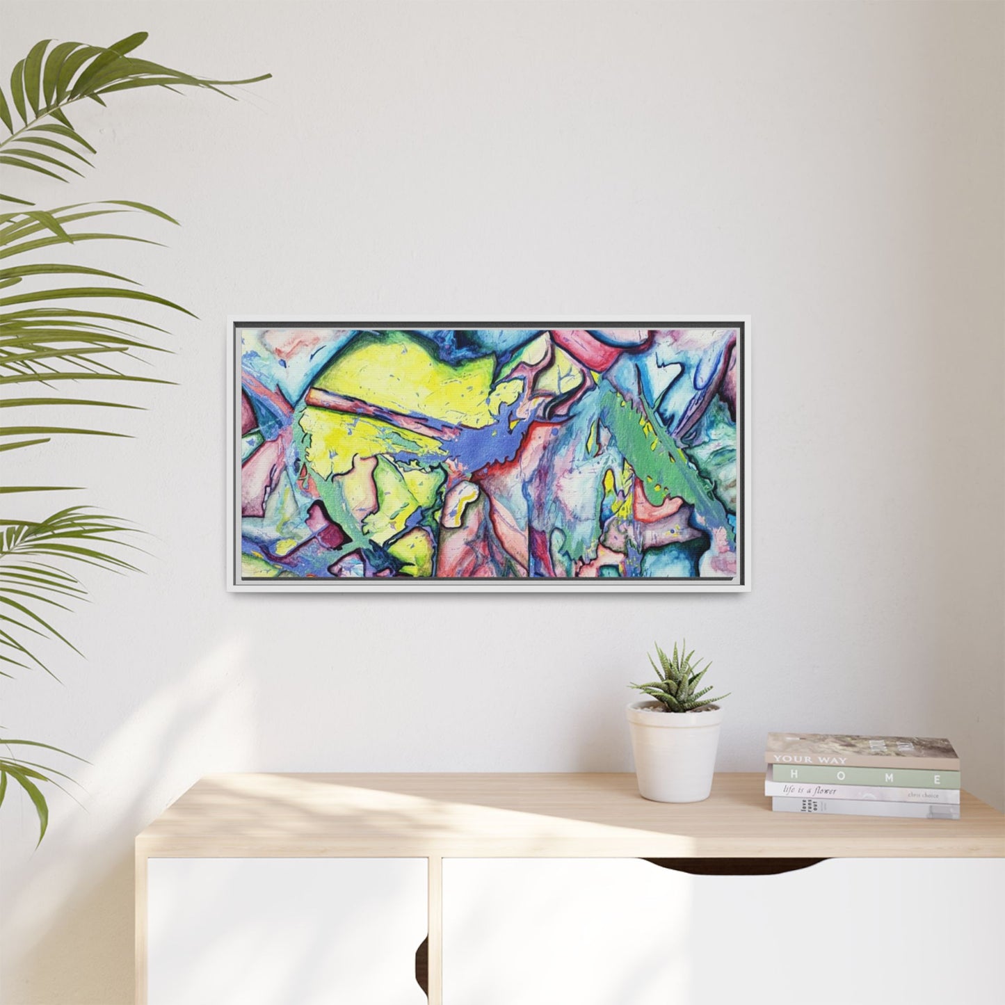 Alien Abstract Colorful Framed Canvas Art - Kia Day Design