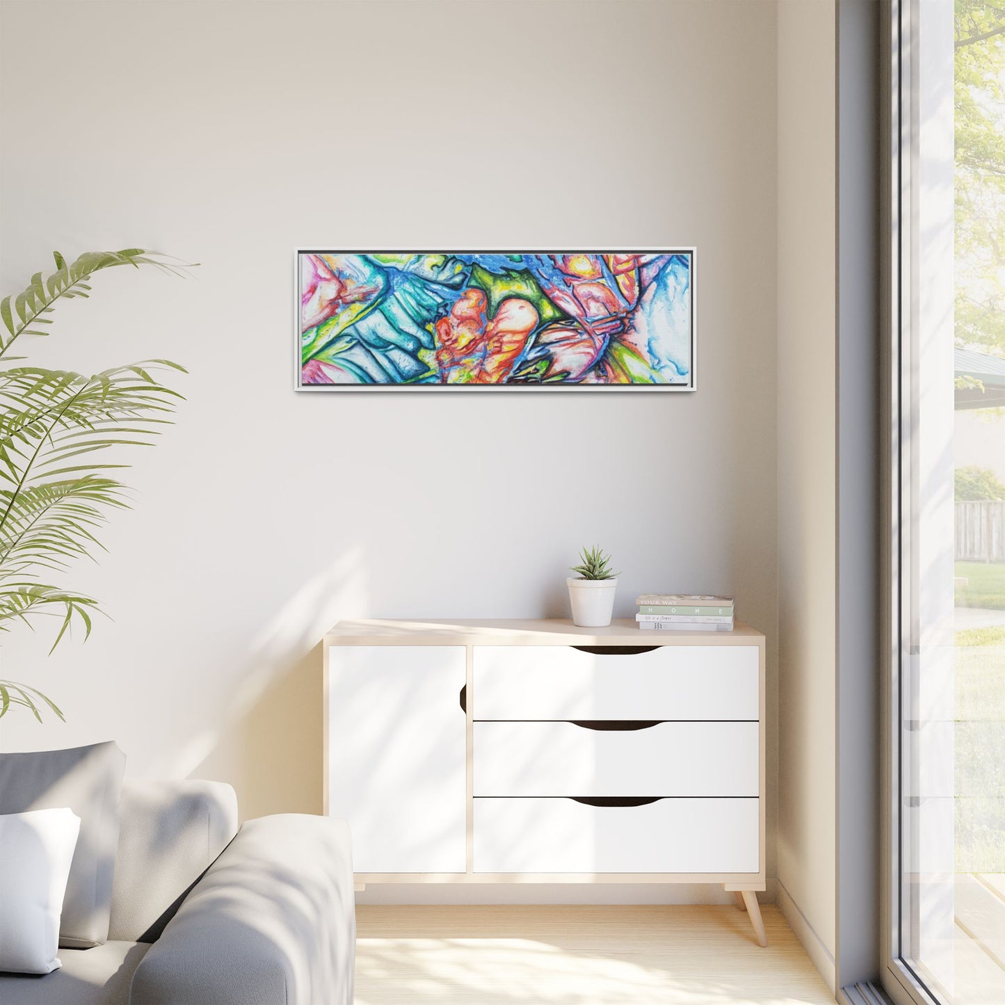 Multi-Color Abstract Framed Canvas Art Print - Kia Day Design