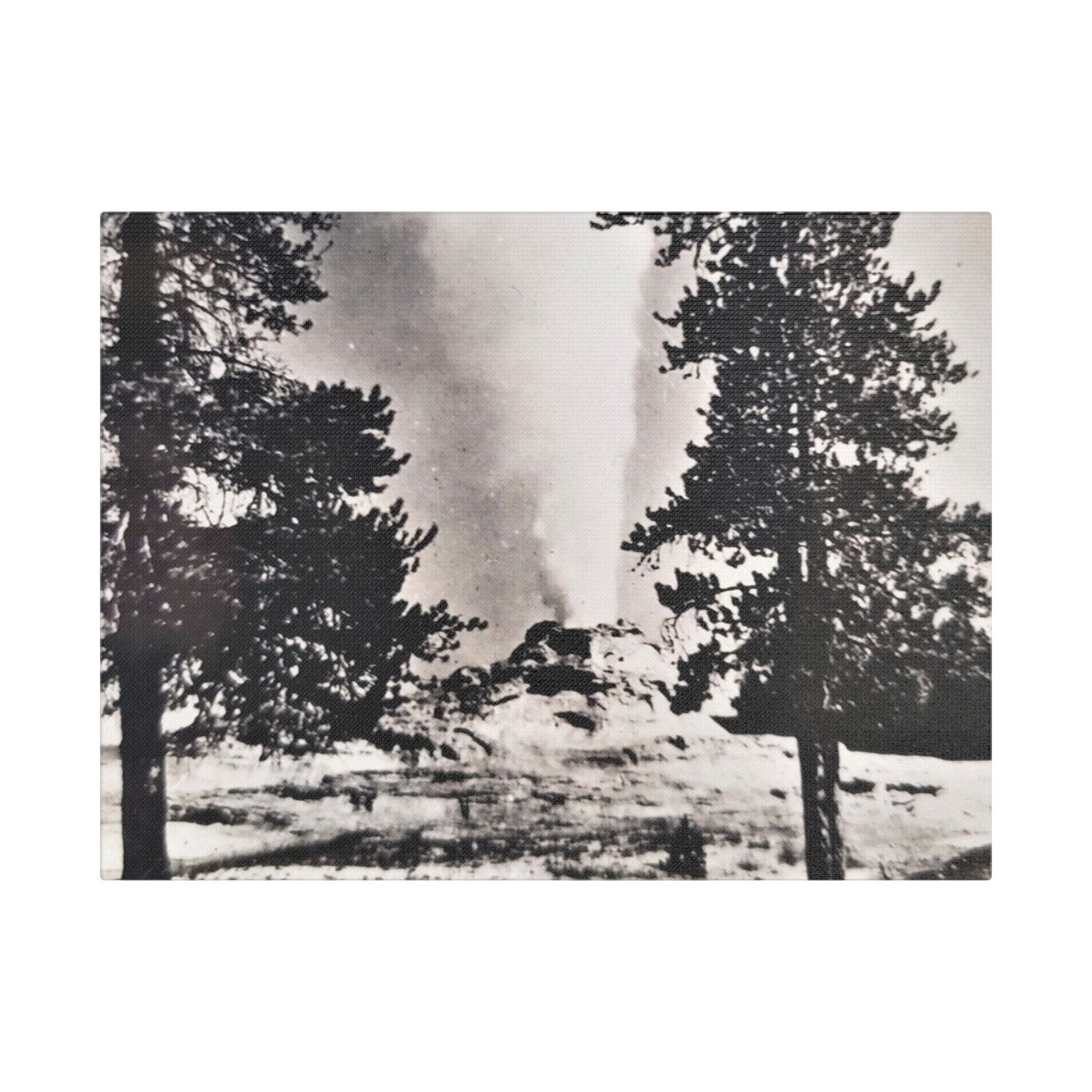 Castle Geyser Yellowstone Satin Canvas Stretched