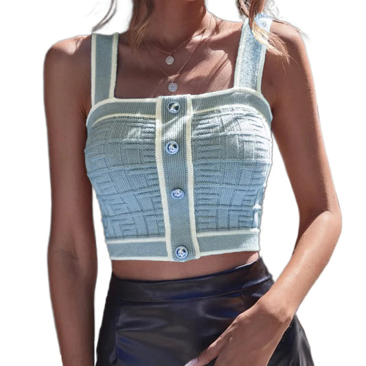 Striped Lace Up Backless Women's Camisole Tank Top