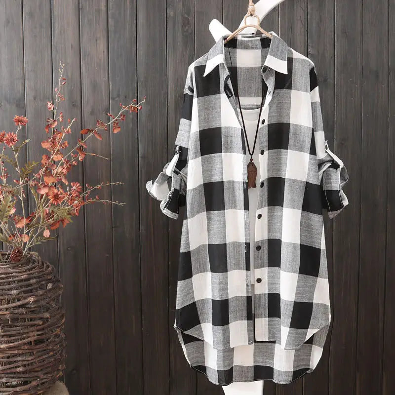 Loose Fashion Plaid Women's Shirt