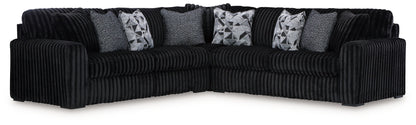 Midnight-Madness - Sectional - Black 3 Pc. Sectional - Stationary Sectionals
