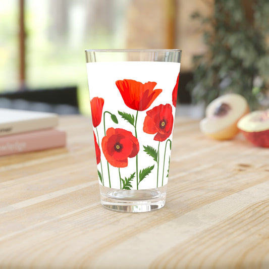 Red Poppy Pint Glass - 16oz - Kia Day Design