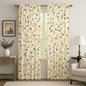 DaDa Bedding Set of 2 Botanical Floral Window Curtain Panels - Natural Semi Sheer - - Curtains