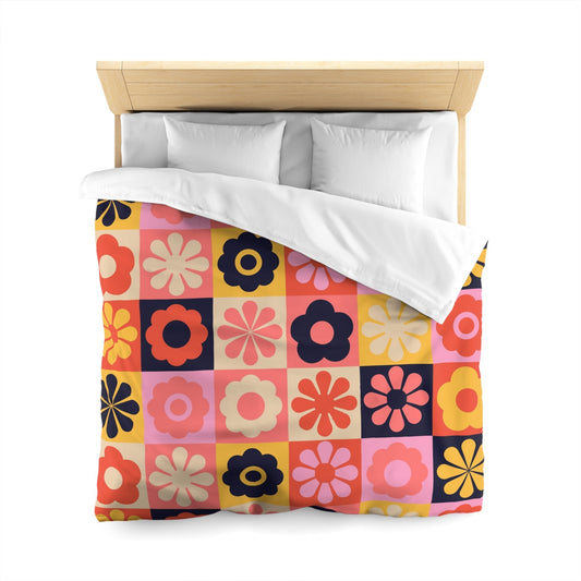 Retro Floral Microfiber Duvet Cover - Kia Day Design