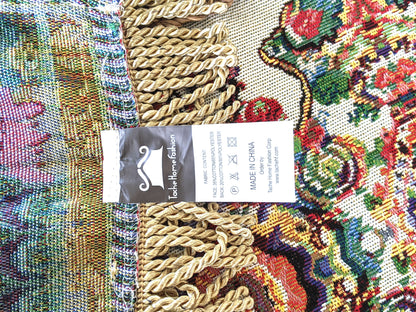 Tache Elegant Ivory Colorful Ornate Paisley Woven Tapestry Tablecloth (18193) - - Tablecloth