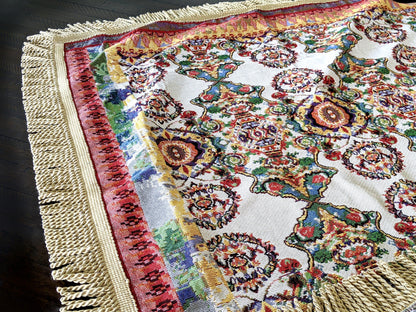 Tache Elegant Ivory Colorful Ornate Paisley Woven Tapestry Tablecloth (18193) - - Tablecloth