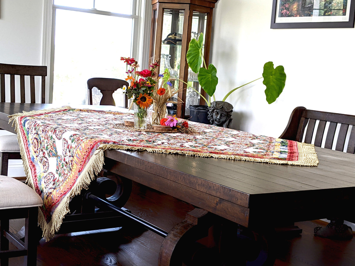 Tache Elegant Ivory Colorful Ornate Paisley Woven Tapestry Tablecloth (18193) - - Tablecloth