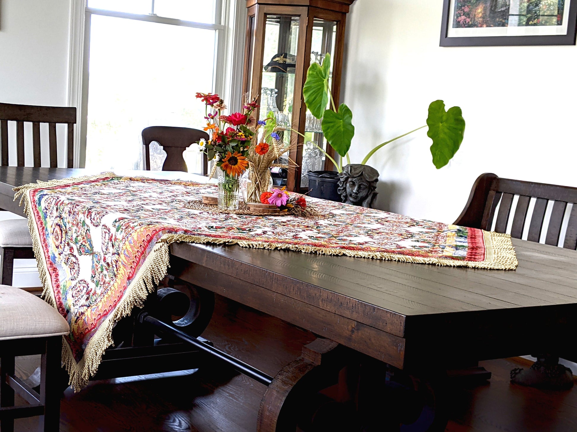 Tache Elegant Ivory Colorful Ornate Paisley Woven Tapestry Tablecloth (18193) - - Tablecloth
