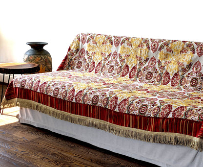 Tache Elegant Burgundy Ornate Paisley Woven Tapestry Tablecloth (18194) - - Tablecloth