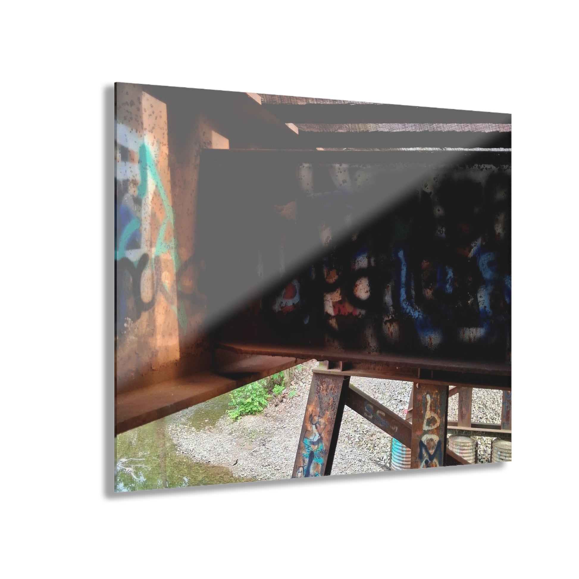 Graffiti Bridge Acrylic Print — Urban Decay Photo Wall Art French Cleat Hanging - - Home Decor