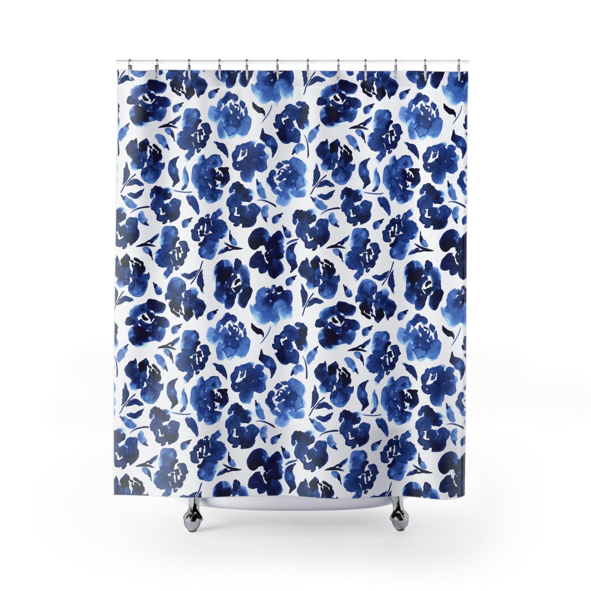 Blue Floral Shower Curtain - Kia Day Design