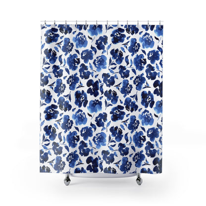Blue Floral Shower Curtain - Kia Day Design