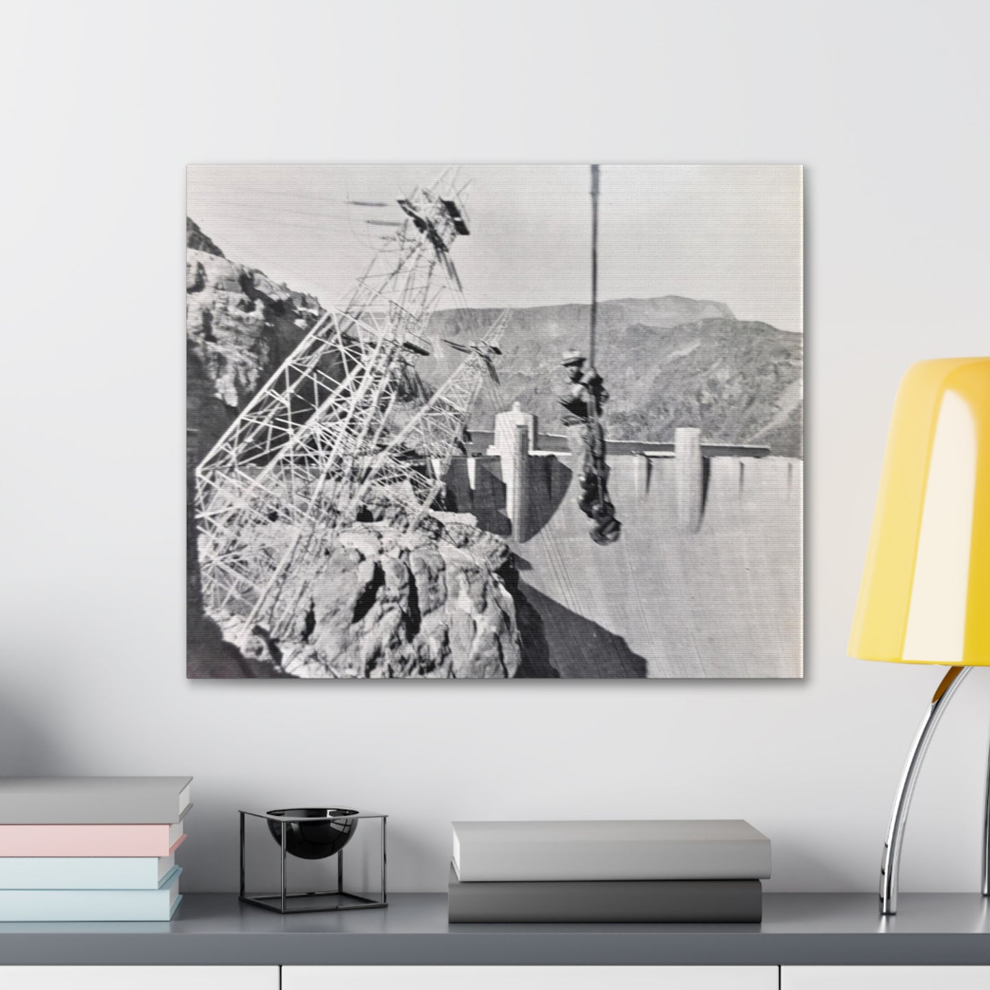 Suspended Boulder Dam Worker Canvas Gallery Wraps