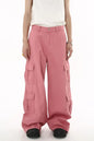 Wide Leg Cargo Jeans - Dusty Pink -
