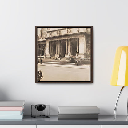 New York Public Library Gallery Canvas Wraps Square Frame 16″ x 16″ 1.25" Walnut